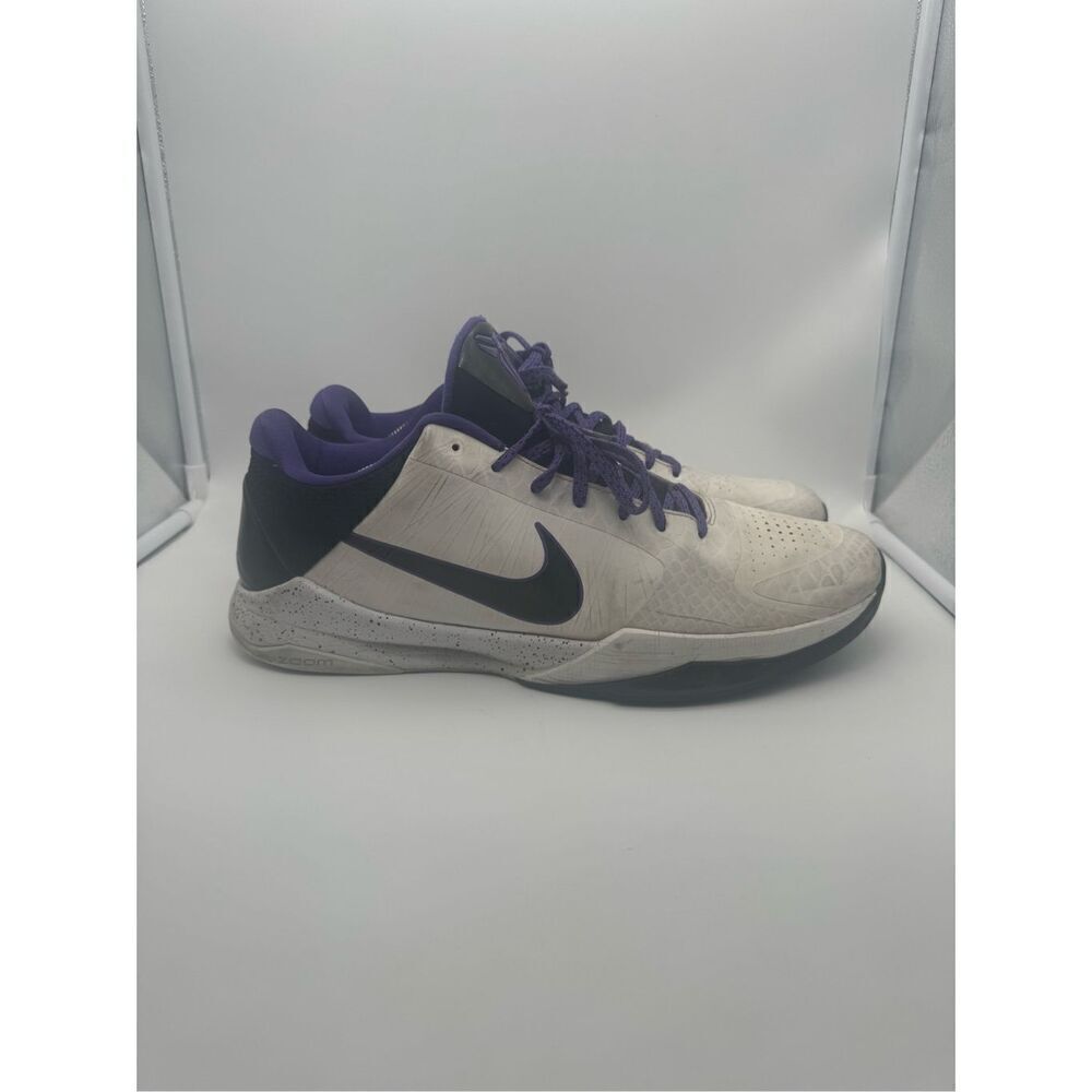 Nike Zoom‎ Kobe 5 V OG Inline White Black Purple 386429-101 Mens Size 14 Rare